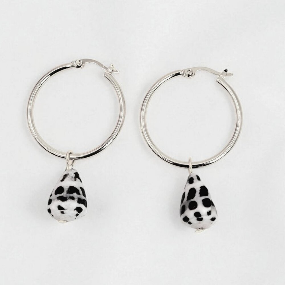 Hebrew Cone Shell Silver Hoop earrings
